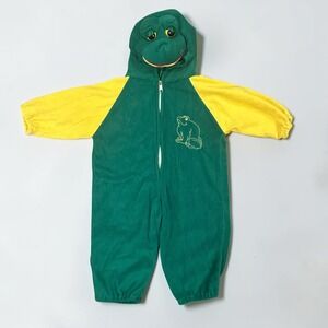 VTG Walmart Frog Fleece Costume Jumpsuit 2T Hooded One Piece Romper Kidcore